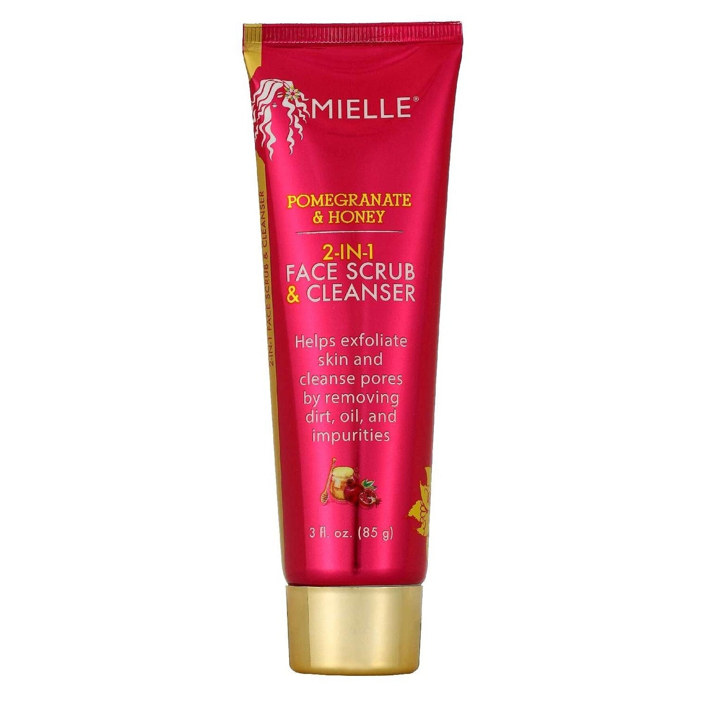 Mielle Pomegranate Honey 2-In-1 Face Scrub  Cleanser 3.0 Fl Oz